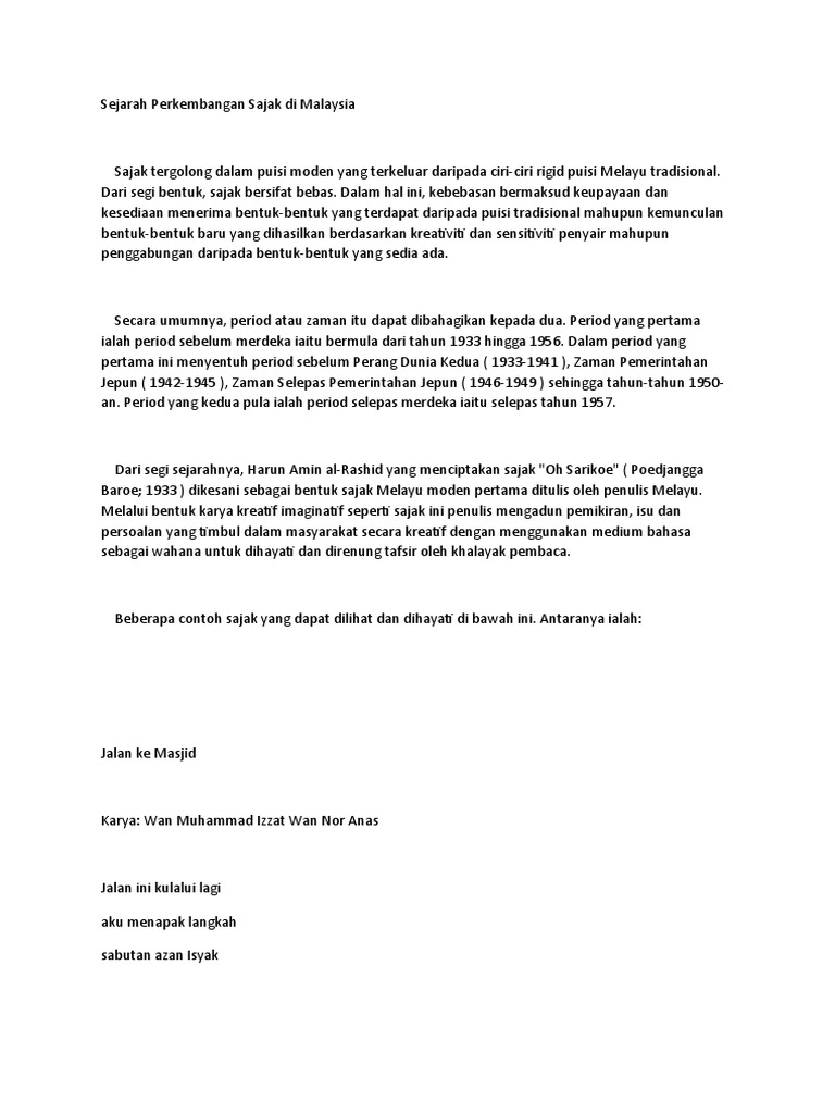 Sejarah Perkembangan Sajak Di Malaysia  PDF