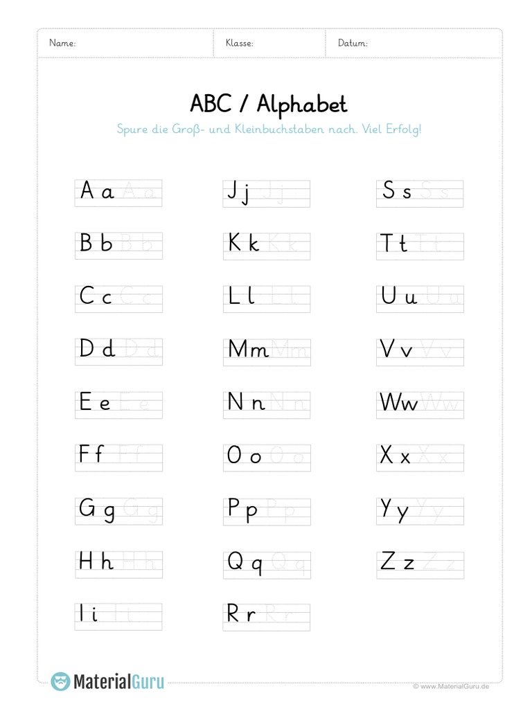 Arbeitsblatt Alphabet Uebersicht PDF | PDF