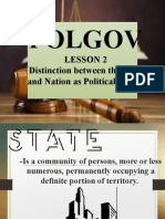 Polgov: Lesson 2 Distinction Between The State and Nation As Political Aspect