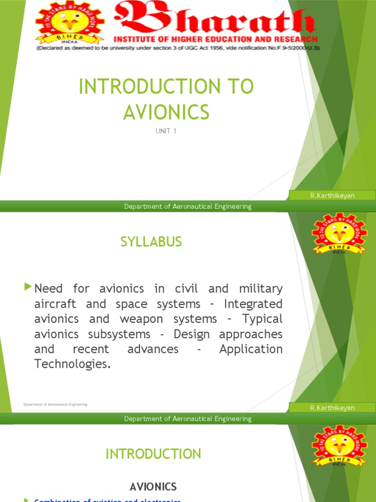 Introduction To Avionics Unit 1 PDF Avionics Inertial Navigation