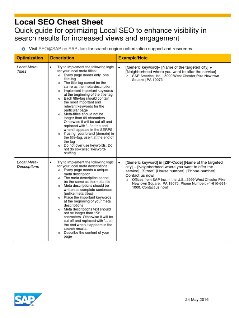 SEO Cheat Sheet | Download Free PDF | Search Engine Optimization ...