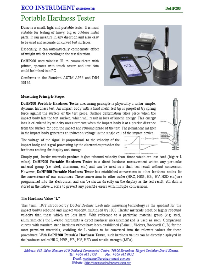 Portable Hardness Tester: Eco Instrument | PDF | Hardness | Steel