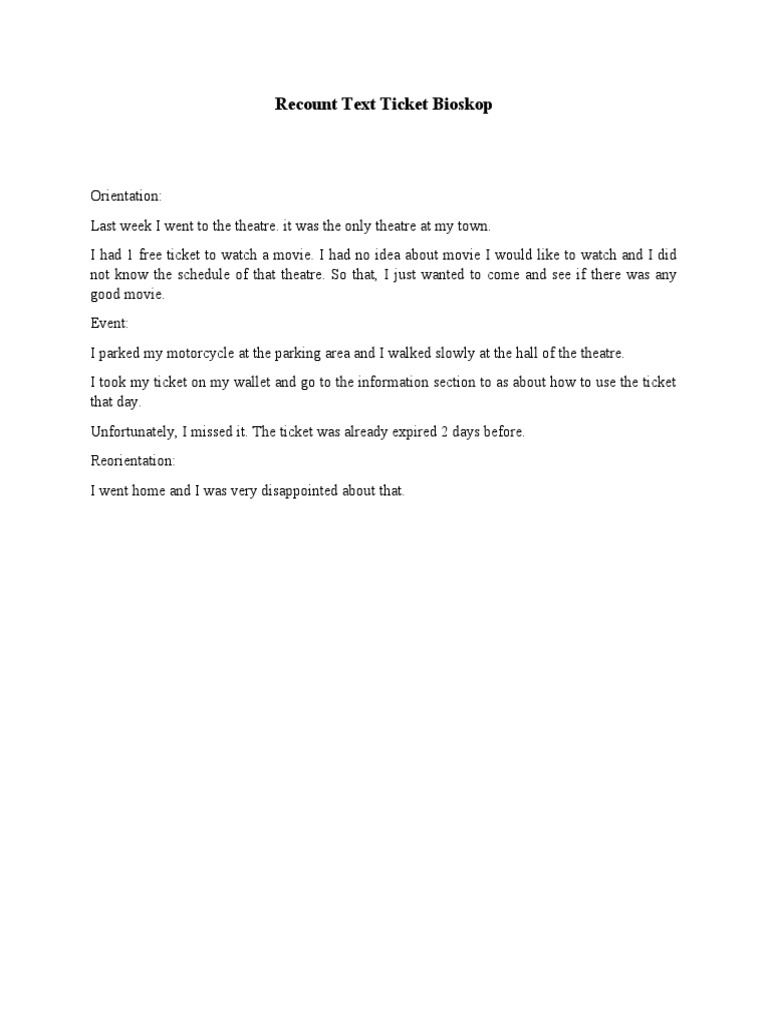 Recount Text Ticket Bioskop | PDF | Indonesia