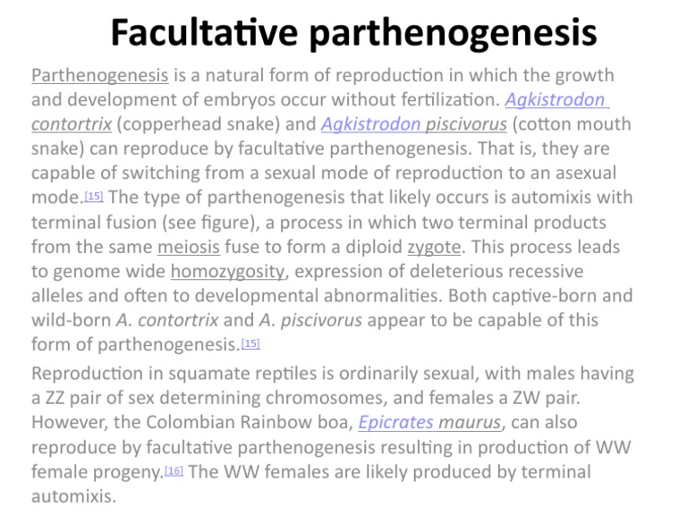 Facultative Parthenogenesis in Snakes | PDF