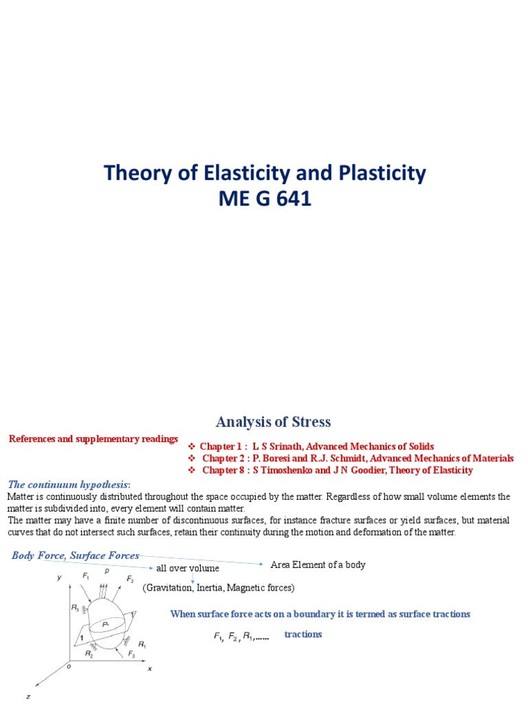 Elasticity and Plasticity Theory Overview | PDF | Stress (Mechanics ...