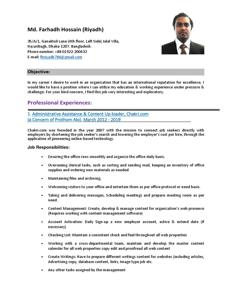 Farhadh Hossain Riyadh CV | PDF | World Wide Web | Internet & Web