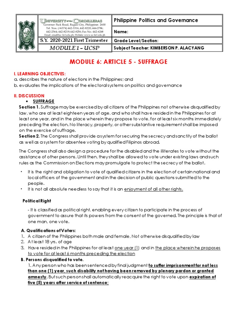 Understanding Suffrage in the Philippines | PDF | Suffrage | Forms Of ...