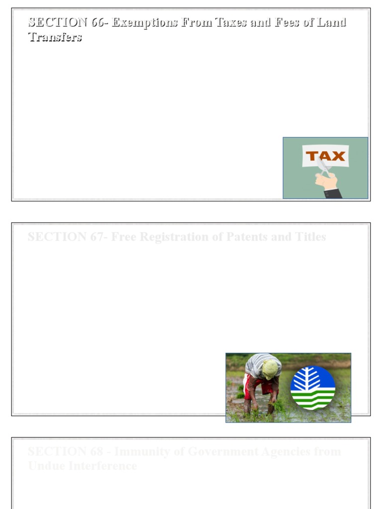SEC Tion 66 Exemptions From Taxes and Fees of Land Transfers PDF