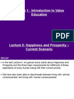 Module 1: Introduction to Value - Happiness and Prosperity Current Scenario