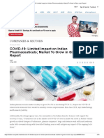 COVID-19 - Limited Impact On Indian Pharmaceuticals Market To Grow in Size, Says Report