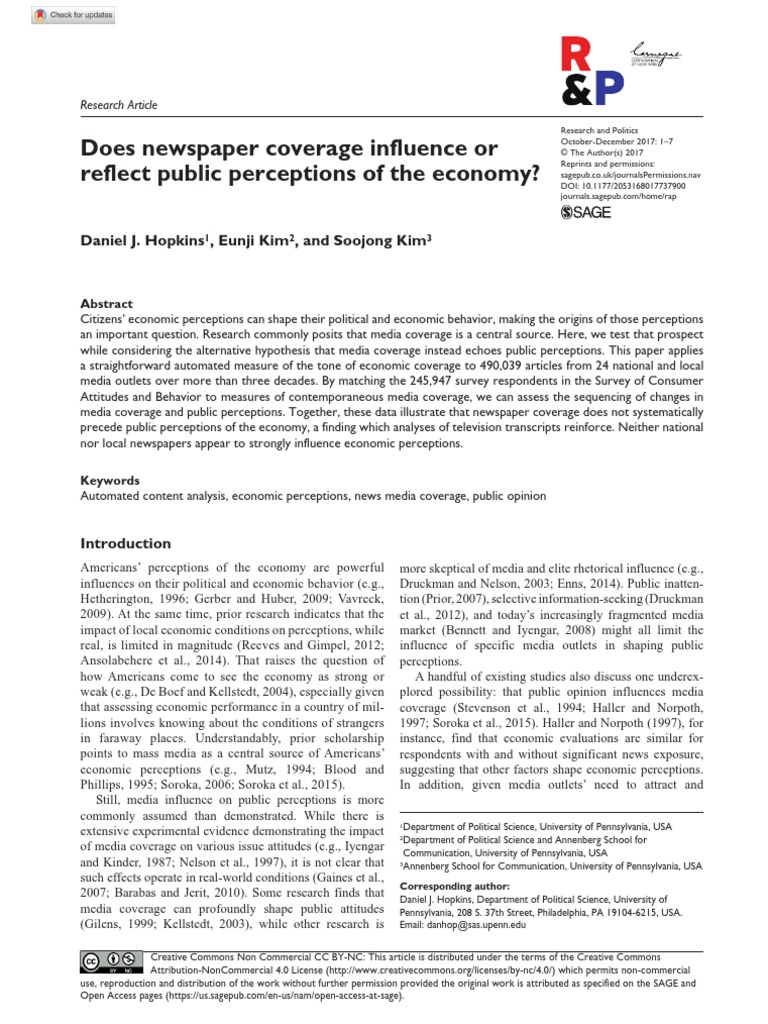 Does Newspaper Coverage Influence or Reflect Public Perceptions of The ...