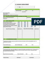 Sunday / Holiday Work Permit: 'A' General Details