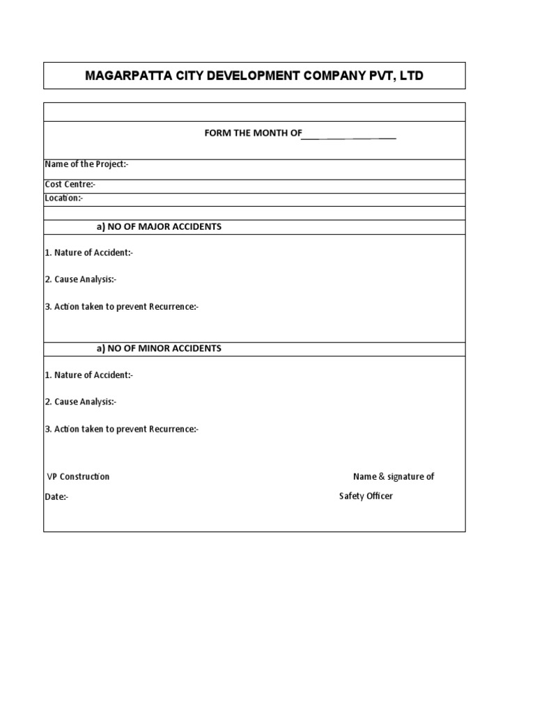 Safety Report for Magarpatta City Development Projects: Accident ...