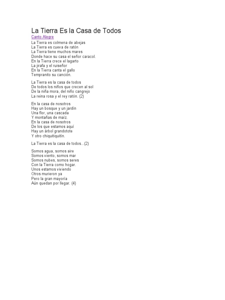 La Tierra Es La Casa De Todos Pdf