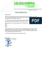 Surat Keterangan Pilar Jaya Nasional PJN (1) KIRIM