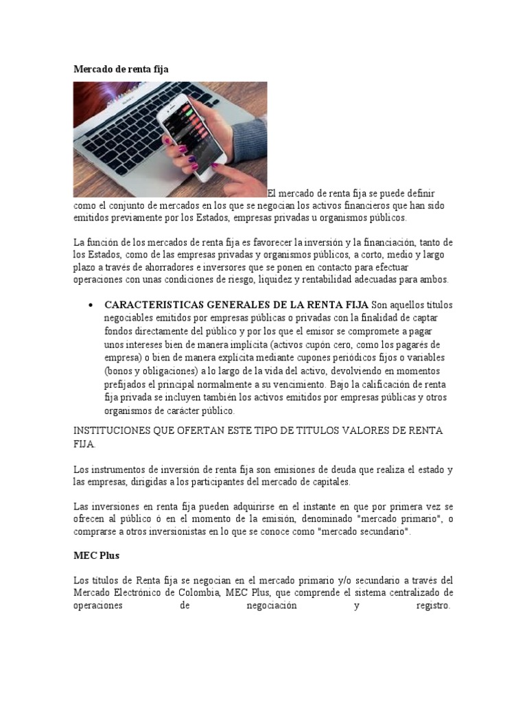Guía del Mercado de Renta Fija en Colombia | PDF | Renta Fija ...