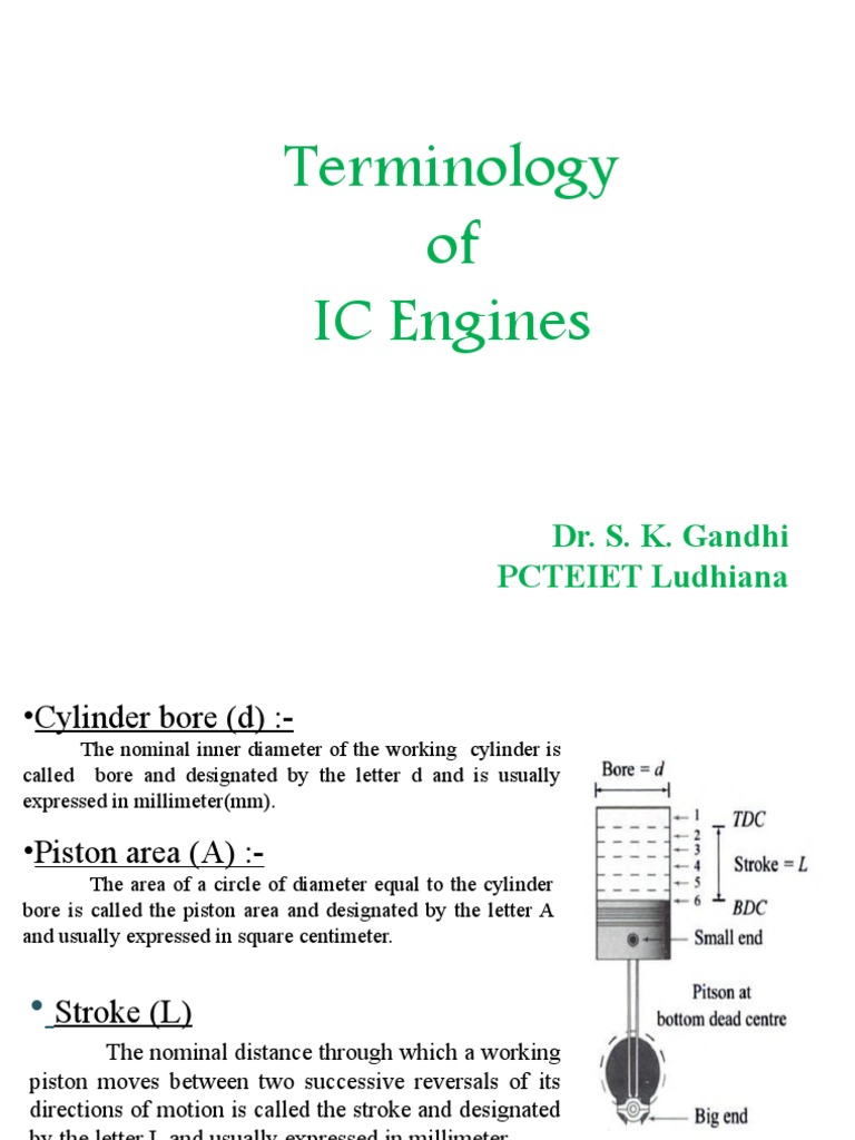 Nomenclature of IC Engines PDF Diesel Engine Engines