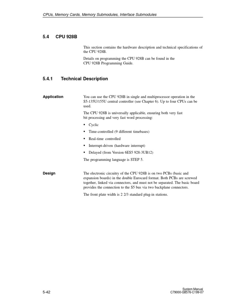CPU 928B Technical Specifications | PDF | Central Processing Unit ...
