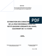 Estimation de Crue Decennale Region Sahel ORSTOM