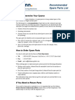 Recommended Spare Parts List: How To Determine Your Spares