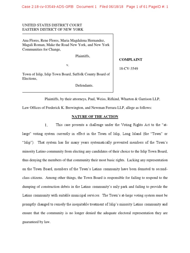 Islip Voting PDF Voting Rights Act Of 1965 Elections