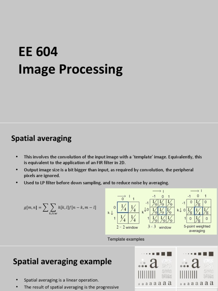 EE 604 Image Processing PDF Digital Signal Processing