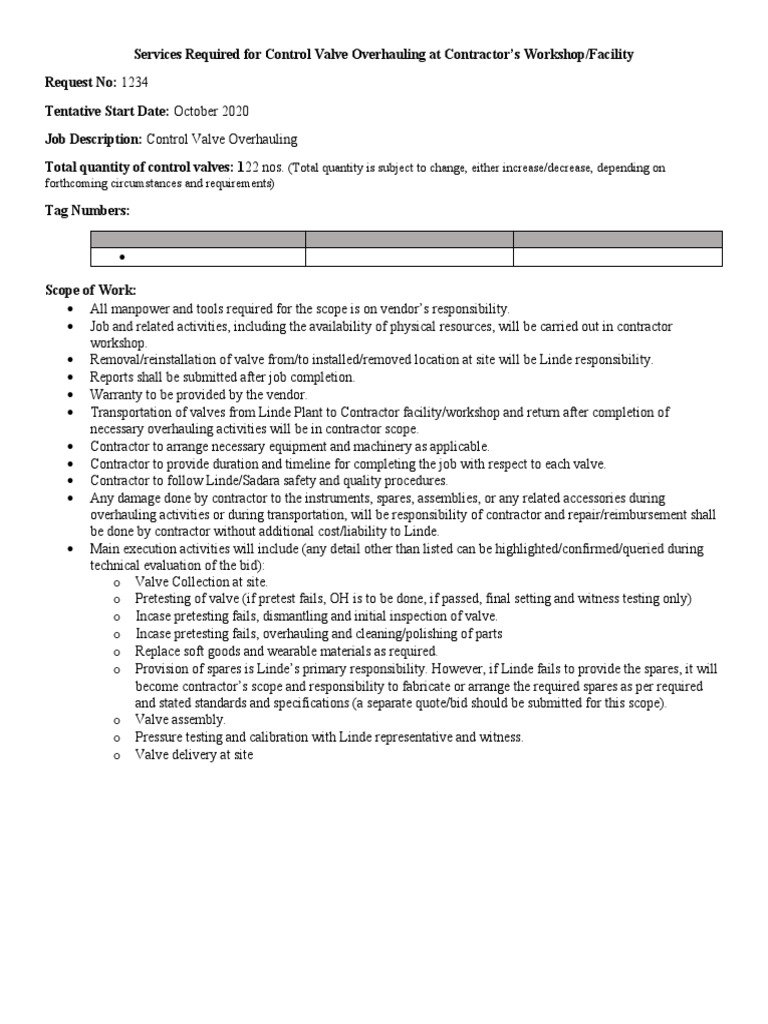 Control Valve Overhauling Services PDF Valve Business