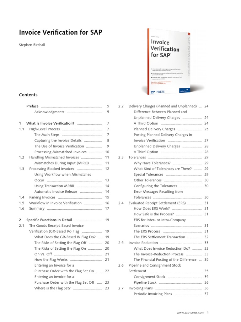 Invoice Verification For SAP | PDF | Invoice | Receipt