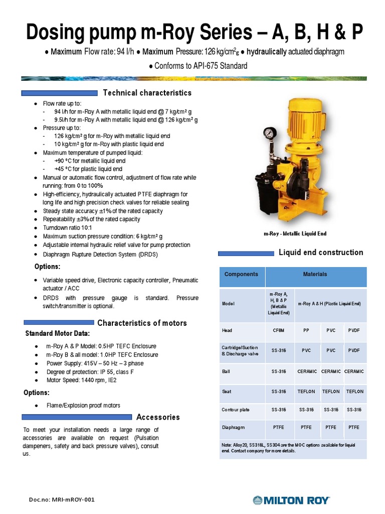 Mroy Pump Catalogue PDF PDF Valve Actuator