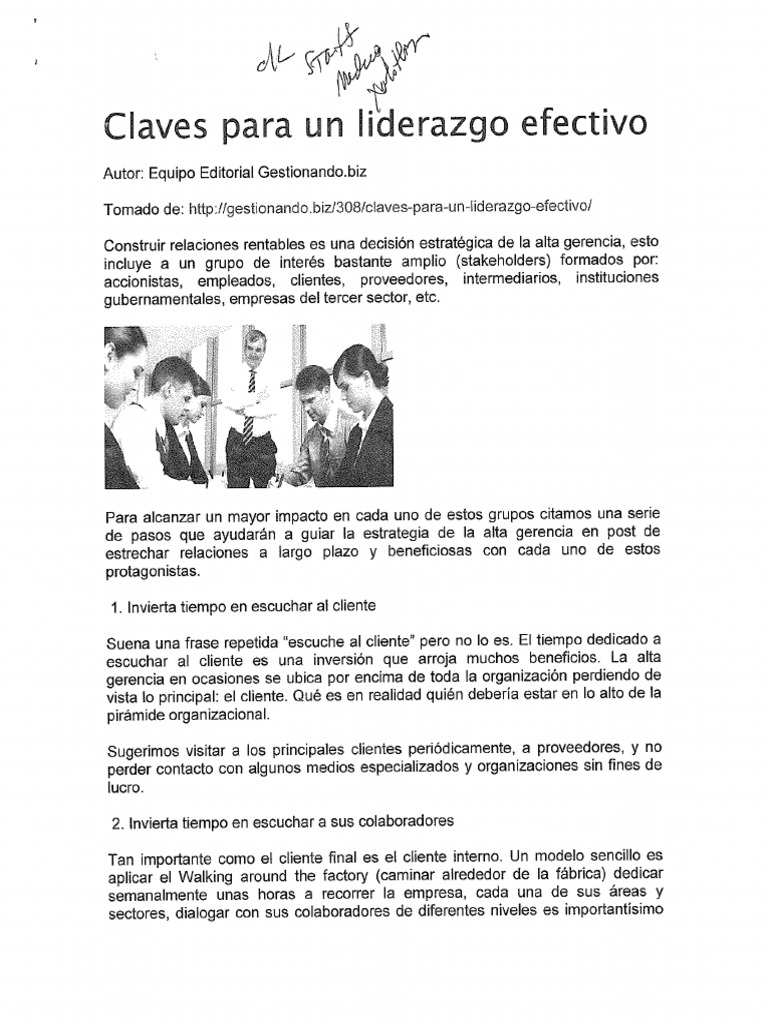 Claves para Un Liderazgo Efectivo | PDF