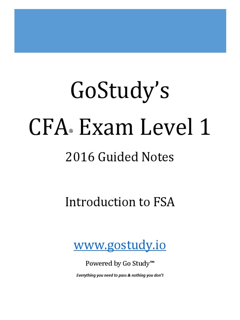 GoStudy CFA L1 - Introduction To FSA PDF | PDF | International ...