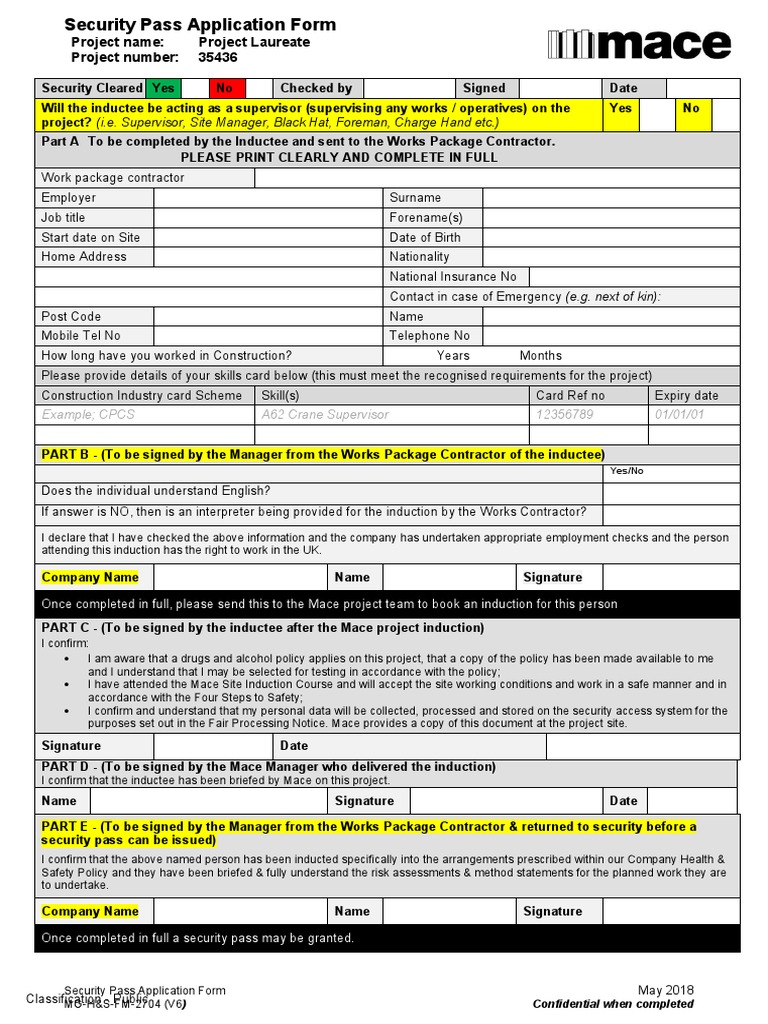 Security Pass Application Induction Form | PDF | Business | Government