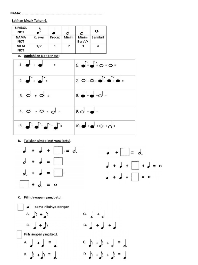 Latihan Muzik Tahun 6 Pdf