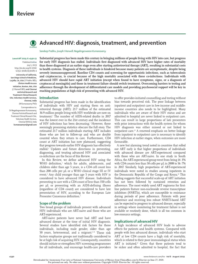 Advanced HIV Diagnosis, Treatment, and Prevention | PDF | Hiv/Aids ...