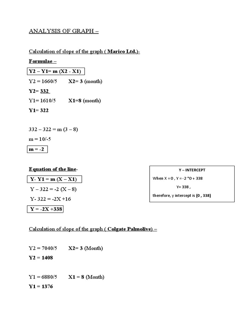 Analysis of Graph - : Formulae - Y2 - Y1 M (X2 - X1) | PDF