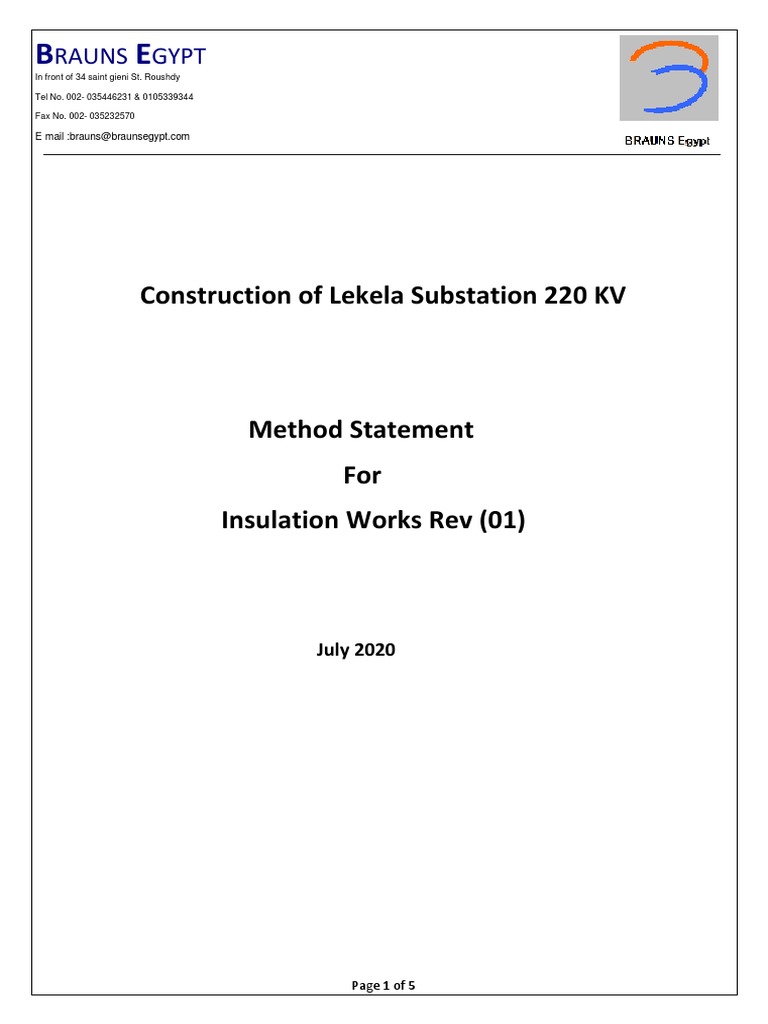 Method Statement For Insulation Works (Rev.01) PDF | PDF | Fires ...