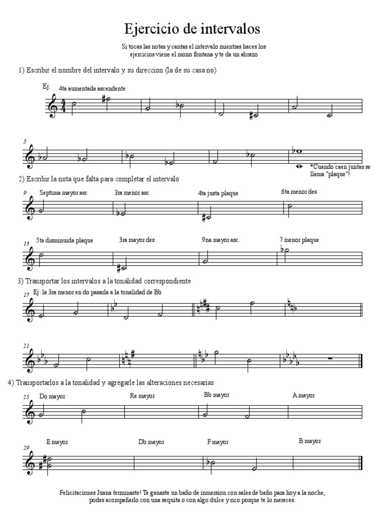 Ejercicio De Intervalos Pdf Intervalo Música Tecnicas Musicales