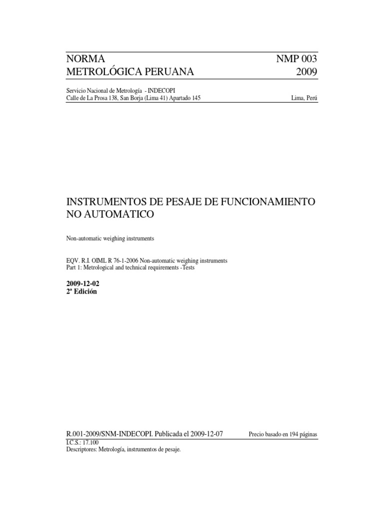 Norma OIML R76-1:2006 en Perú | PDF | Periférico | Electrónica