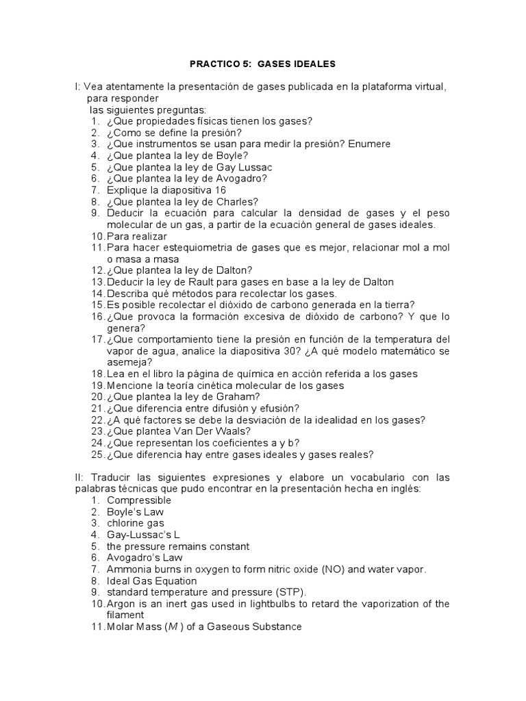 Propiedades y Leyes de Gases Ideales | PDF | Gases | Fases de la materia