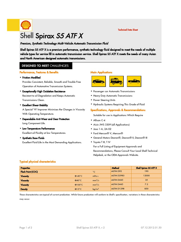 Shell Spirax S5 ATF X | PDF | Motor Oil | Liquids