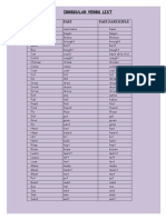 Irregular Verbs List: Past Past Participle