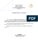 Certification: Cagayan National High School