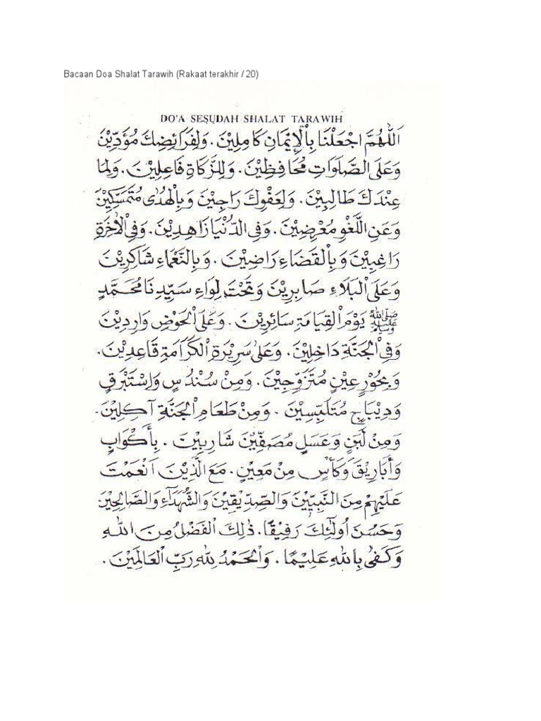 Bacaan Doa Shalat Tarawih Pdf