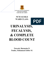 Urinalysis, Fecalysis, & Complete Blood Count: NCM 112 Rle Ward Class