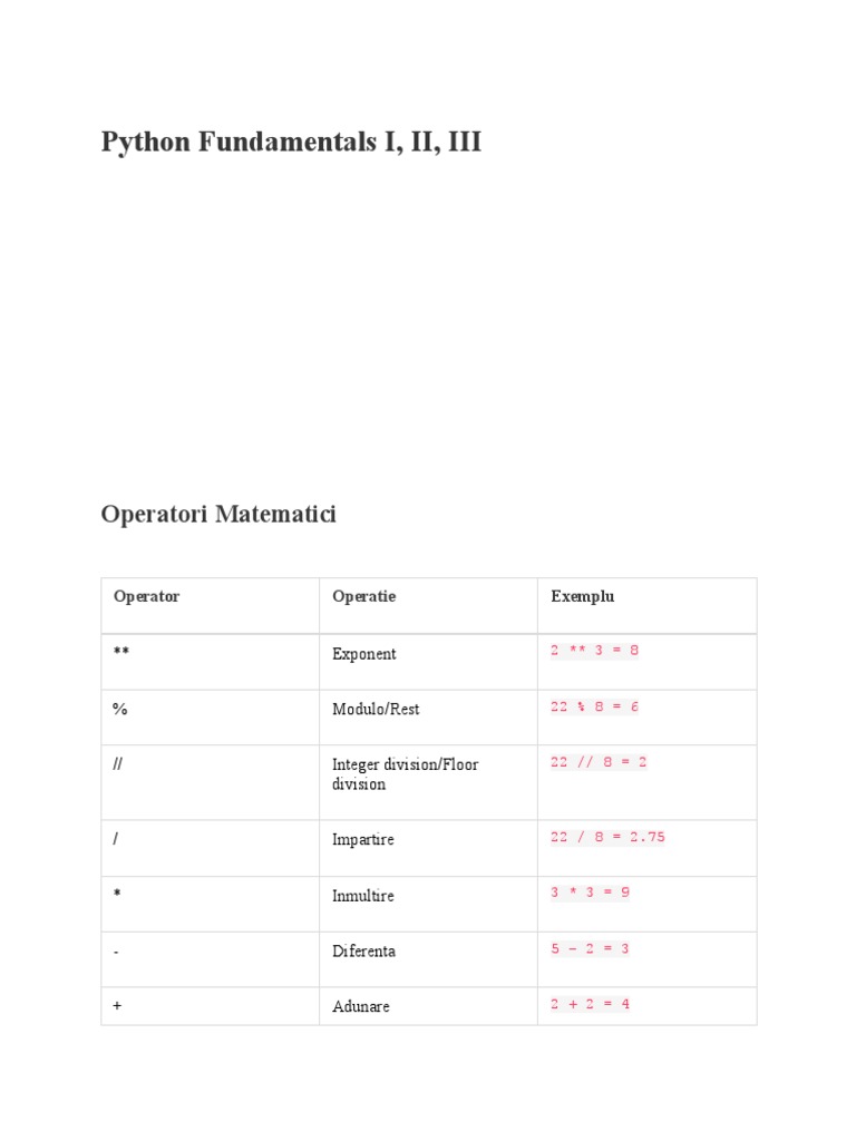 Python Mathematical Operators Guide | PDF | Notation | Computer Programming