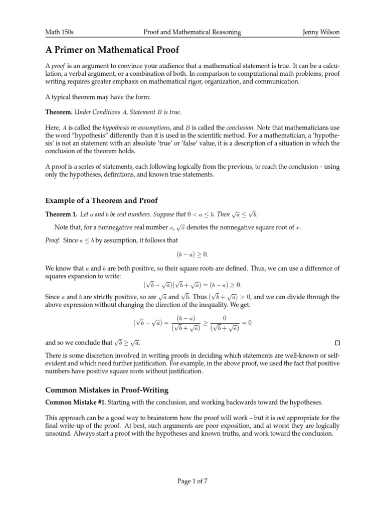 Intro to Mathematical Proofs | PDF | Theorem | Mathematical Proof