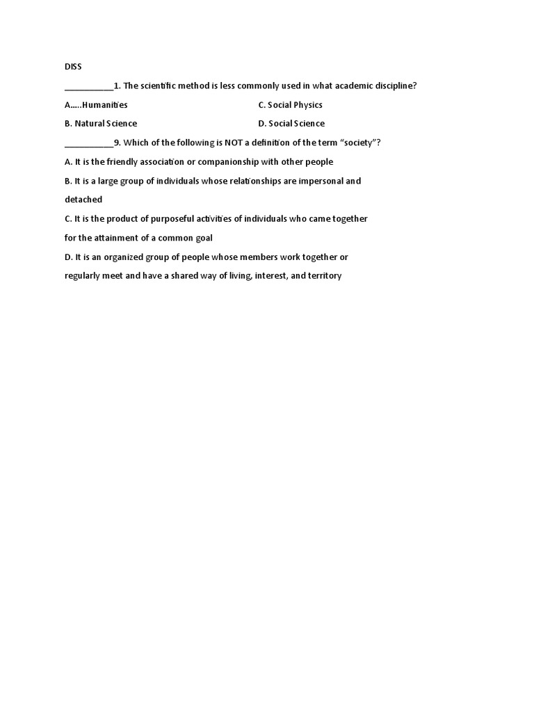 Diss Exam | PDF