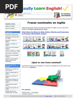 Frases Nominales En Ingles Explicaciones Simples Y Ejemplos Pdf Verbo Oracion Linguistica