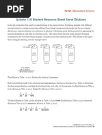 Activity 1.1.5 Student Resource Sheet Serial Dilutions: PLTW - Biomedical Science