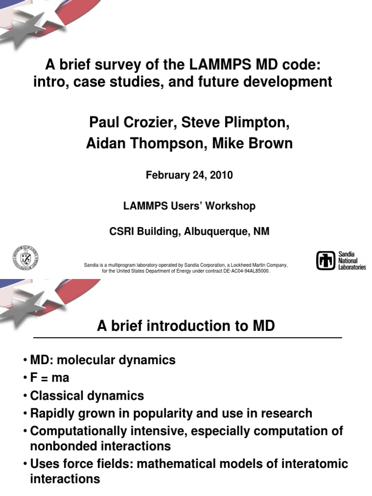 LAMMPS for Beginners Molecular Dynamics Force Field (Chemistry)